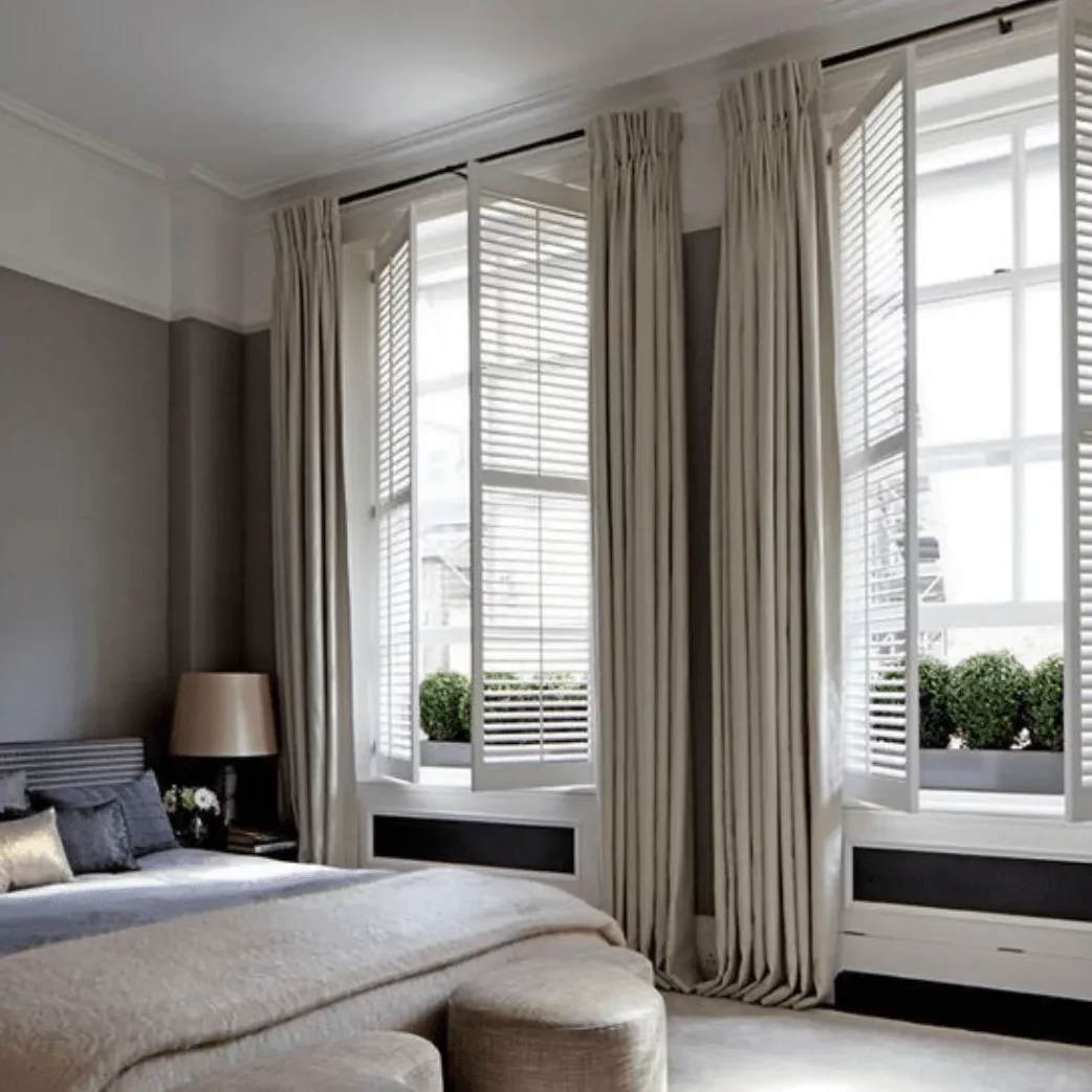 Custom draperies for bedrooms, custom grey window coverings