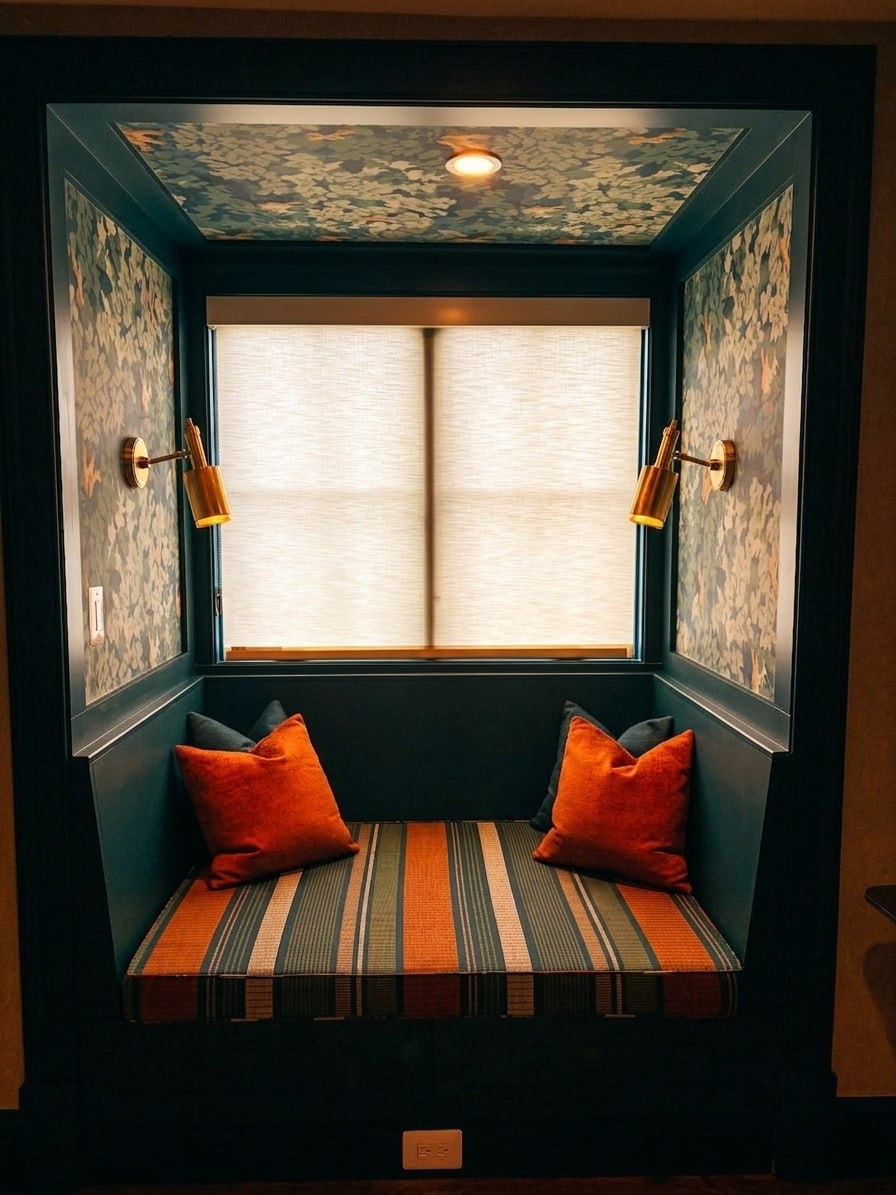Custom floor-length drapery in a vaulted living room